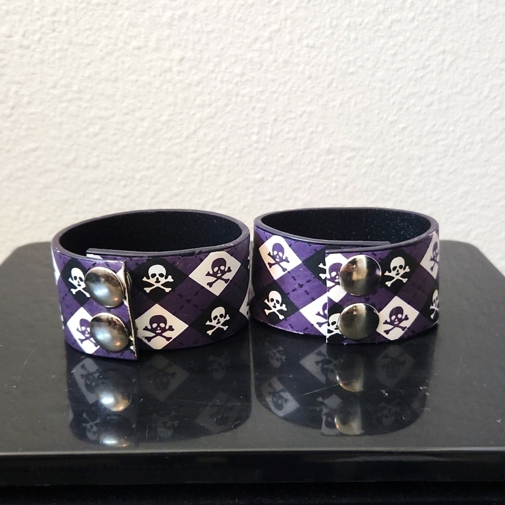 2 Skull & Bones Leather Bracelets